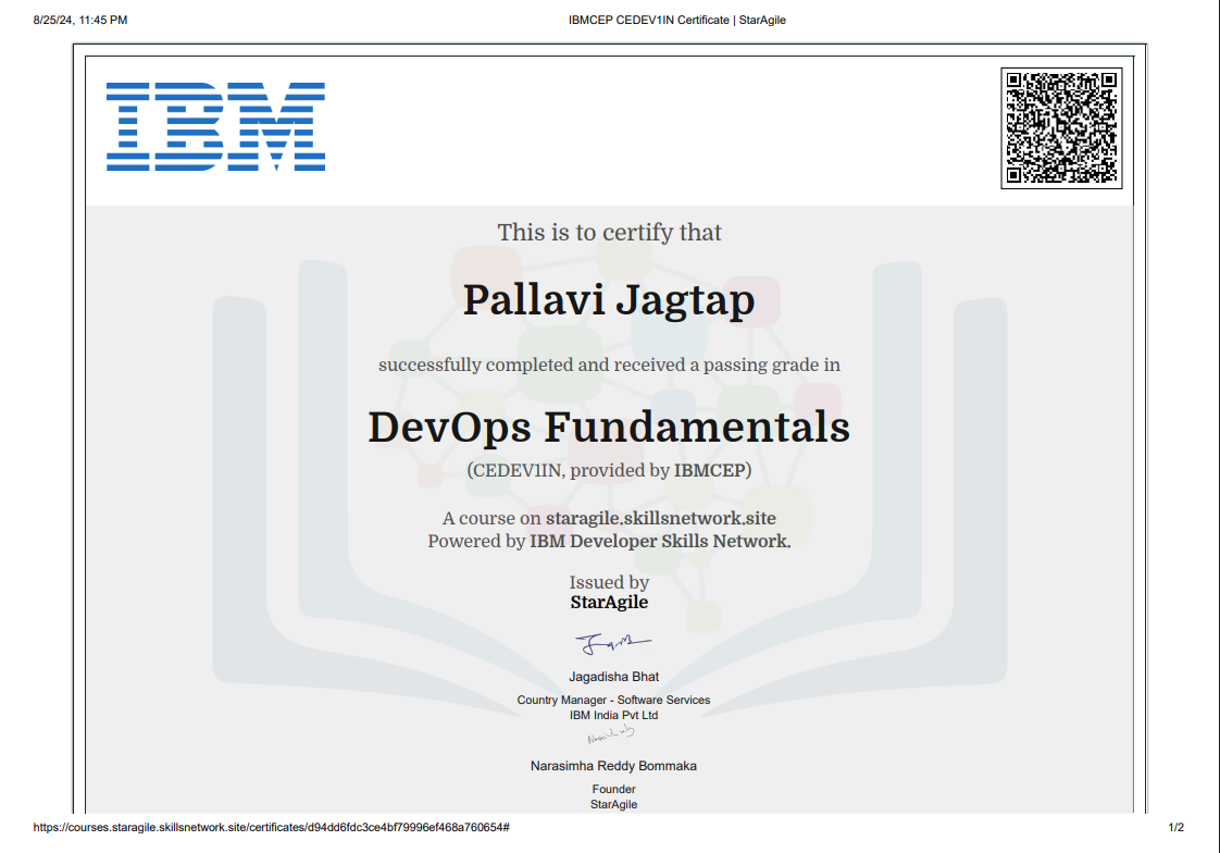 DevOps Fundamentals Certificate